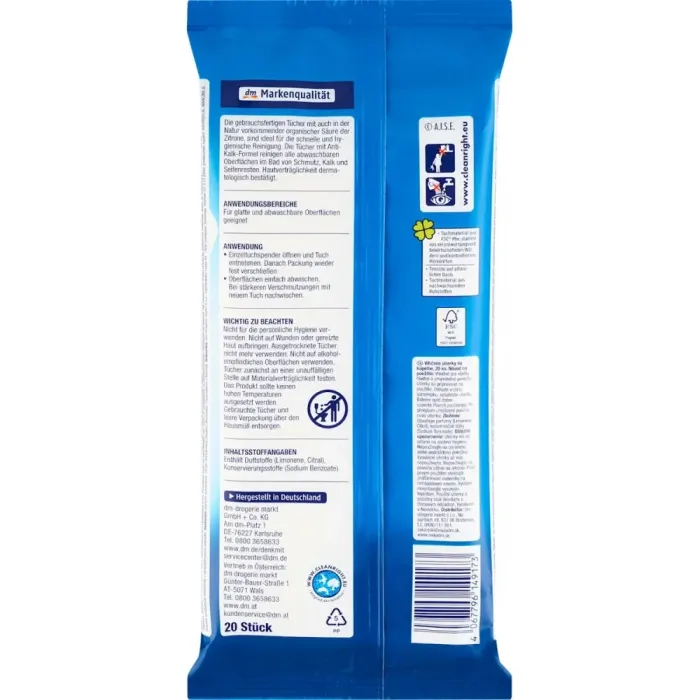 Вологі серветки для ванної кімнати Denkmit Feuchte Reinigungstücher (20 шт)