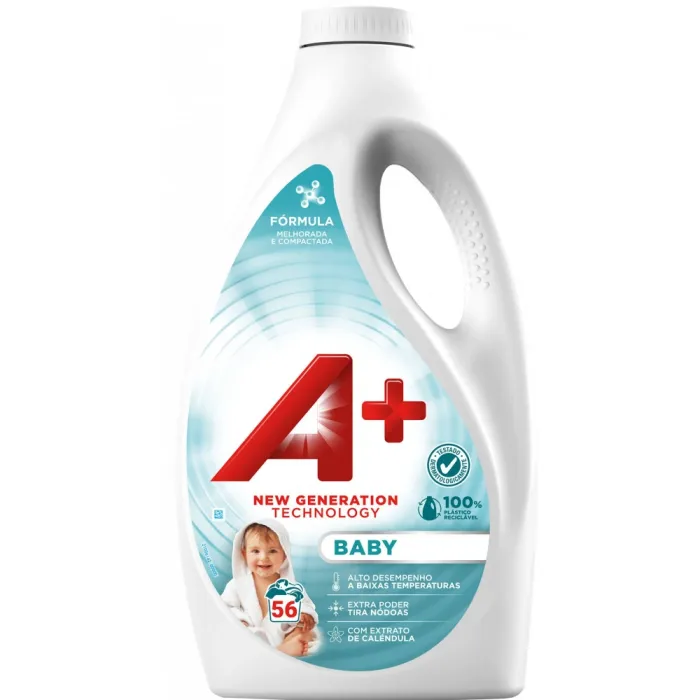 Гель для прання дитячого одягу A+ Baby, гіпоалергенний, 56 прань (2.46 л)