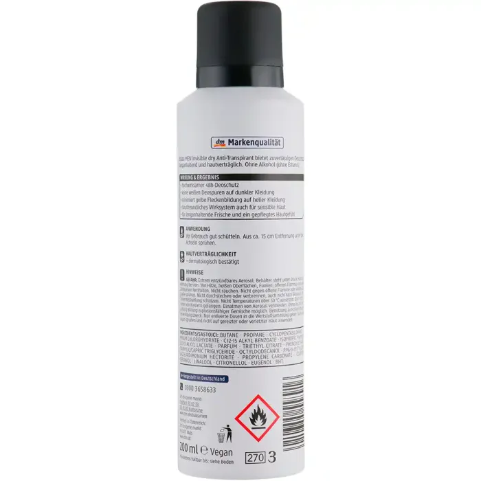 Дезодорант чоловічий Balea Men Invisible Dry, 200 мл