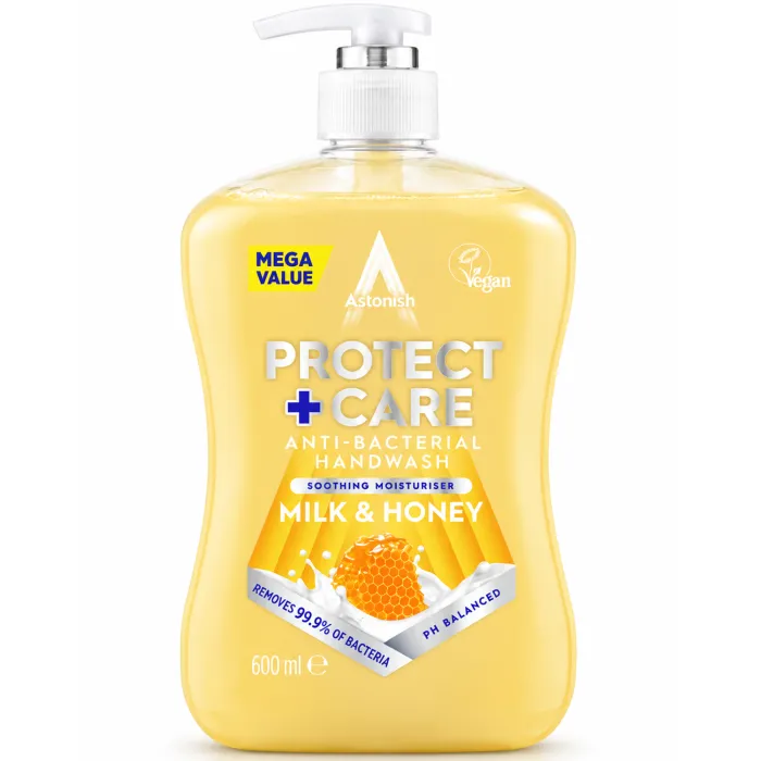 Антибактеріальне рідке мило Astonish Protect + Care Milk & Honey, 600 мл
