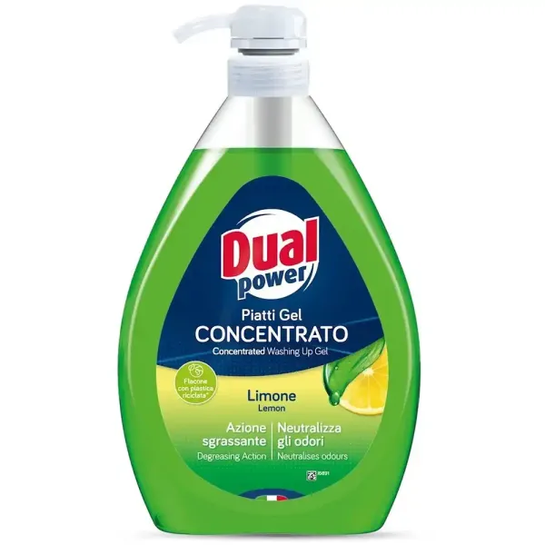 Гель для миття посуду Dual Power лимон, 1000 мл