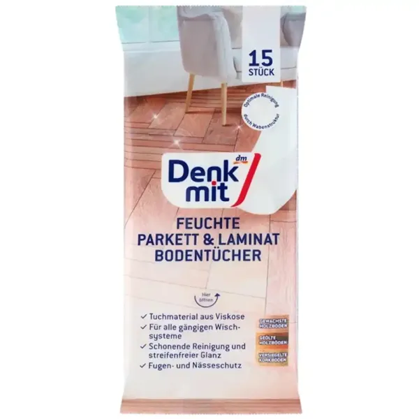 Вологі серветки для миття підлоги Denkmit Parkett & Laminat (15 шт)