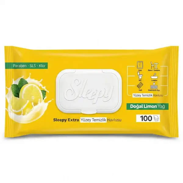 Вологі серветки для прибирання Sleepy Extra Lemon (100 шт)