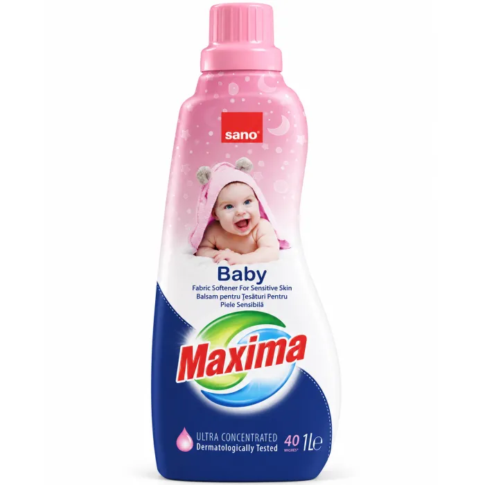 Суперконцентрований пом'якшувач Sano Maxima Baby для дитячої білизни, 1 л (40 прань)
