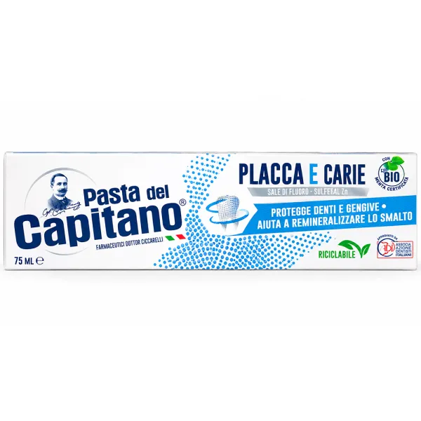 Зубна паста проти карієсу та зубного нальоту Pasta Del Capitano Plaque & Cavities, 75 мл