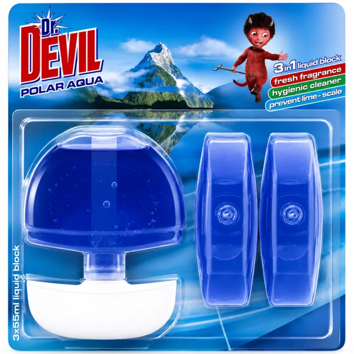 Туалетний блок Dr. Devil 3in1 Polar Aqua, 3×55 мл