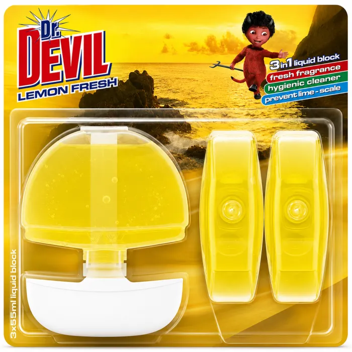 Блок для унітазу Dr. Devil 3in1 Lemon Fresh, 3×55 мл