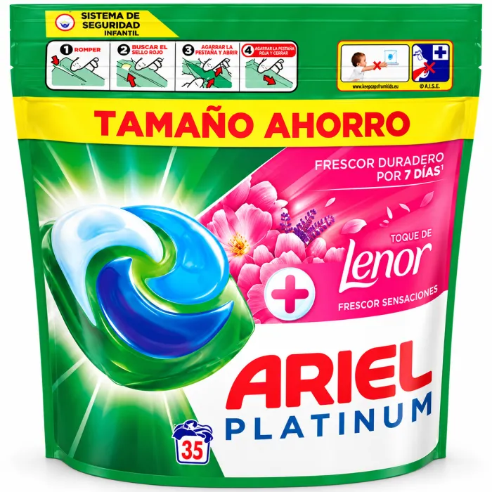 Капсули для прання Ariel Platinum + Lenor Frescor Sensaciones, 35 шт