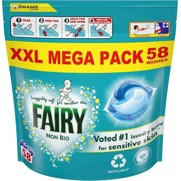 Капсули для прання дитячої білизни Fairy Non-Bio, 58 шт