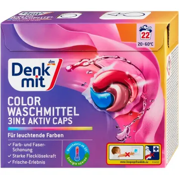 Капсули для прання кольорових речей 3в1 Denkmit Colorwaschmittel, 22 шт