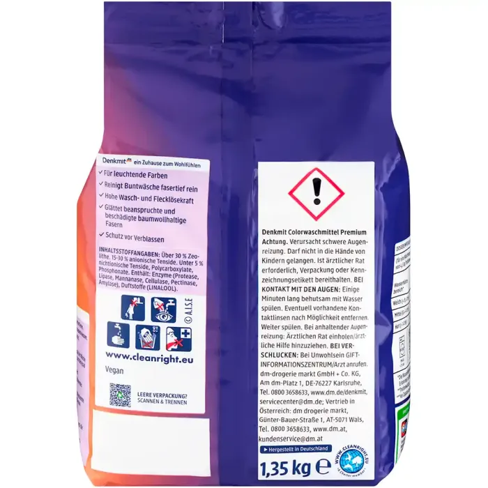 Пральний порошок для кольорових речей Denkmit Colorwaschmittel 1.35 кг (20 прань)