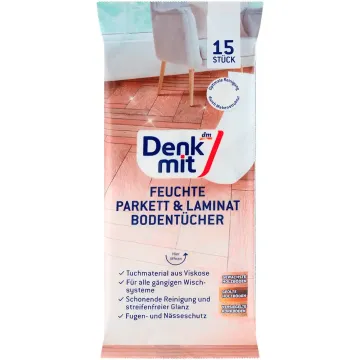 Вологі серветки для миття підлоги Denkmit Parkett & Laminat, 15 шт