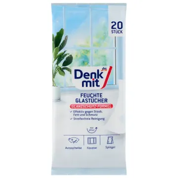 Вологі серветки для миття скла Denkmit Glastucher, 20 шт