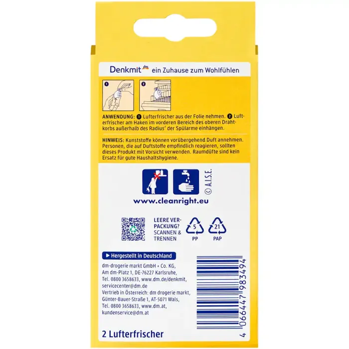 Освіжувач для посудомийної машини Denkmit Lemon & Mint (Лимон та М'ята), 2 шт