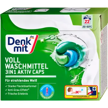Капсули для прання білих речей 3в1 Denkmit Vollwaschmittel, 22 шт