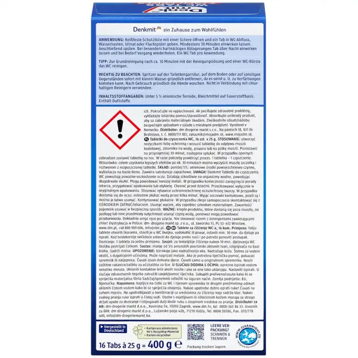 Таблетки для чищення унітазу Denkmit, 16 шт
