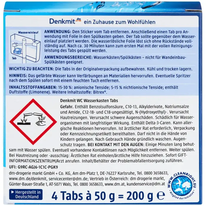 Таблетки зливного бачка унітазу Denkmit, 4 шт