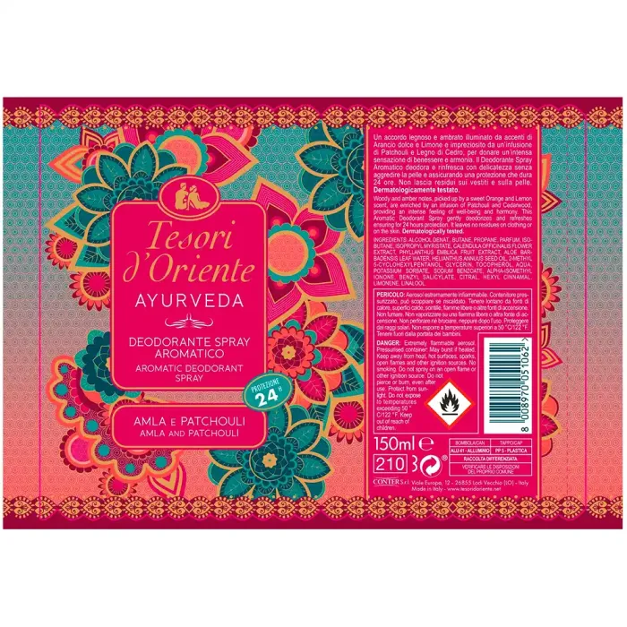 Дезодорант парфумований Tesori d'Oriente Ayurveda, 150 мл