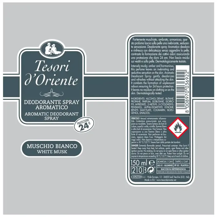 Дезодорант парфумований Tesori d'Oriente White Musk, 150 мл