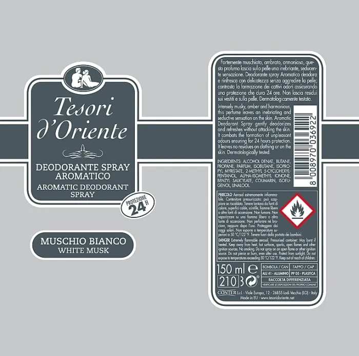 Дезодорант парфумований Tesori d'Oriente - White Musk (150 мл)