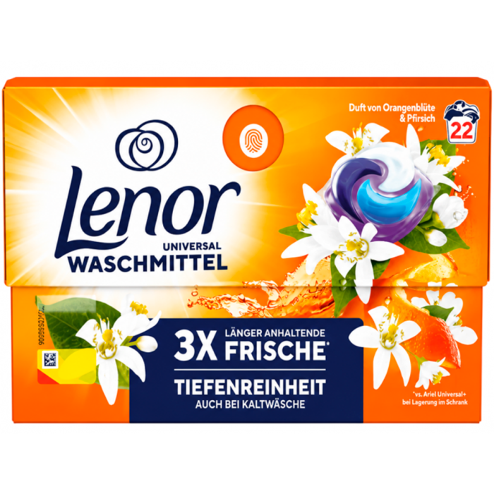 Капсули для прання універсальні Lenor Orangenblute & Pfirsich, 22 шт