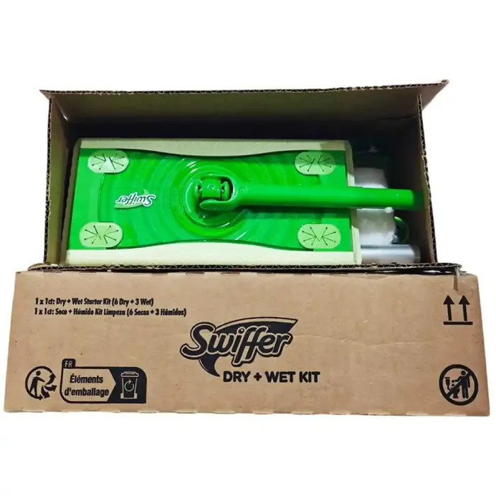 Набір для прибирання Swiffer: швабра та змінні серветки (6 сухих та 3 вологих)