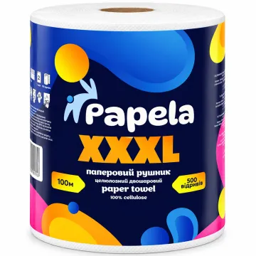 Паперові рушники Papela XXXL двошарові, 100 м (500 відривів, 1 рулон)