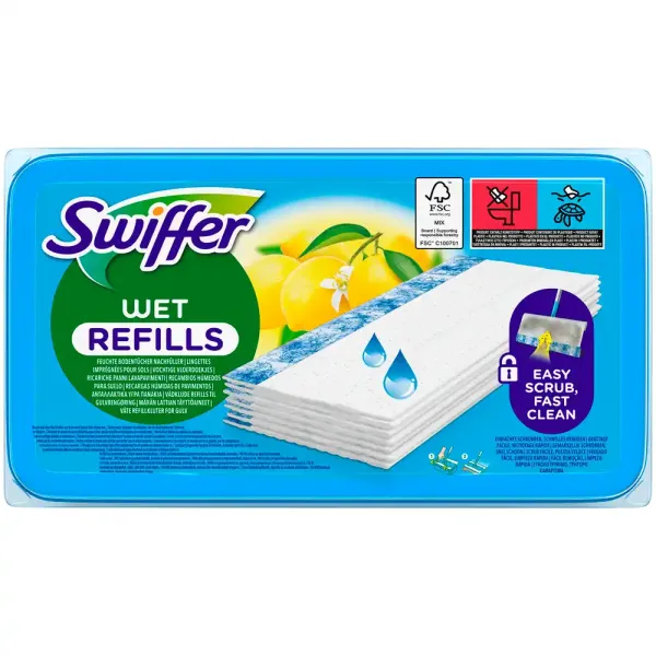 Вологі серветки до швабри Swiffer Wet Refills з лимоном, 10 шт