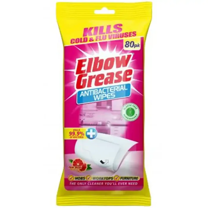 Вологі серветки для прибирання антибактеріальні Elbow Grease Pink Blush, 80 шт